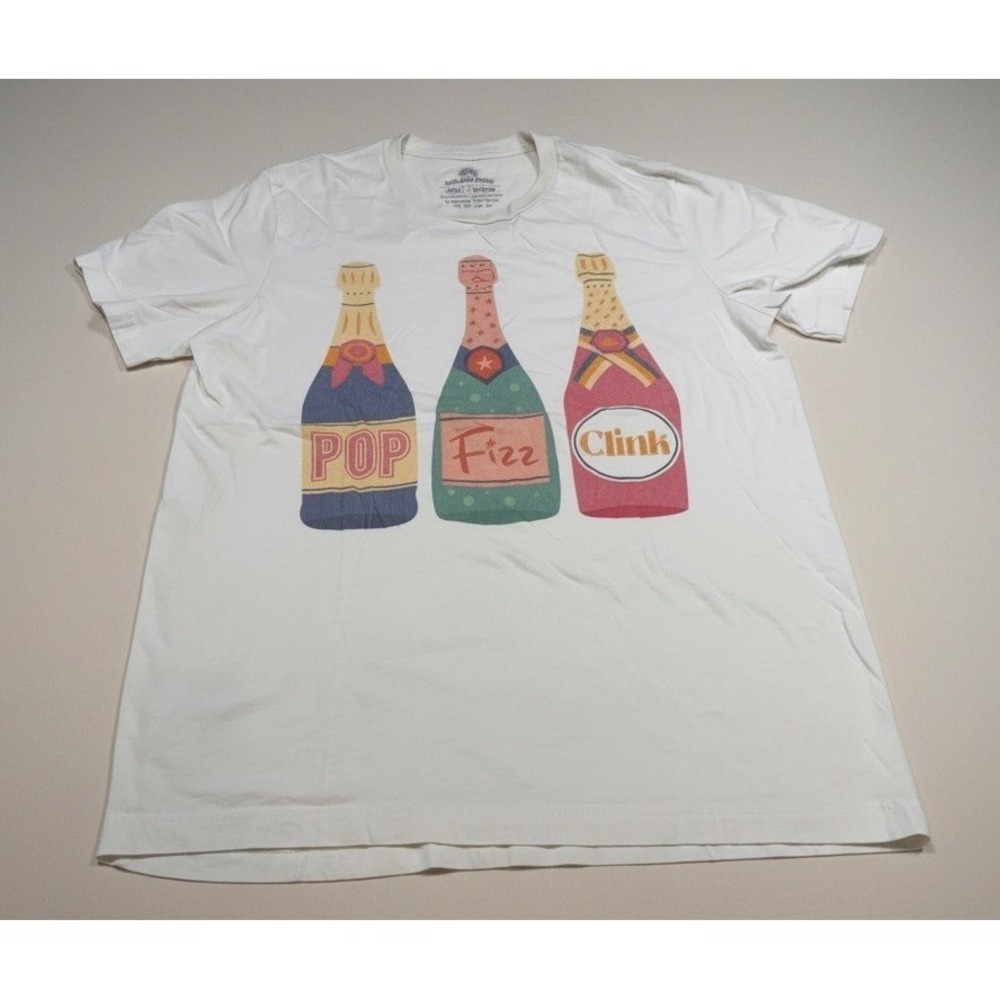 Golden Rose Clothing‎ Pop Fizz Clink Champagne Graphic Tee Cream Small Medium